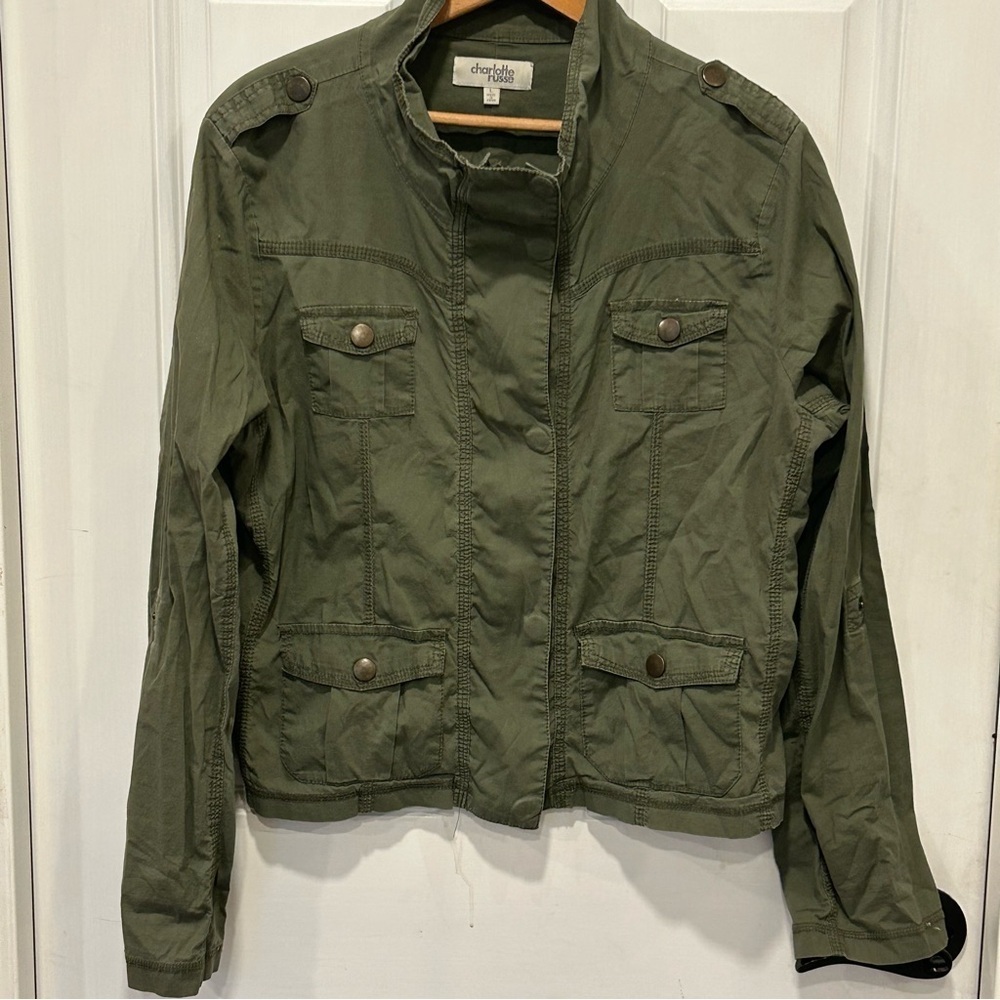 Charlotte Russe Olive Green Utility Anorak Jacket Womens Casual Military Large